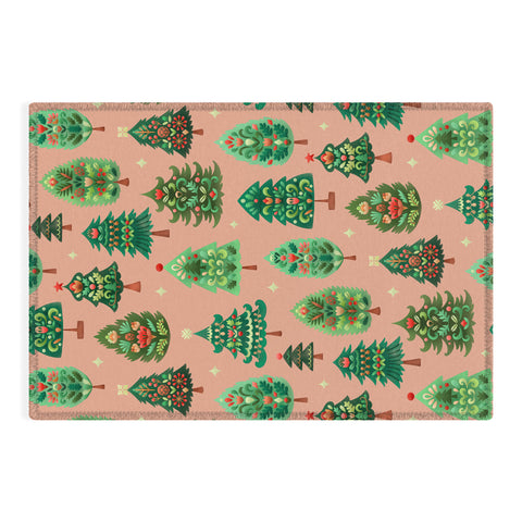 Pimlada Phuapradit Christmas Trees Fawn Outdoor Rug