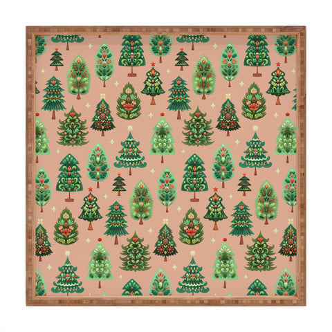 Pimlada Phuapradit Christmas Trees Fawn Square Tray