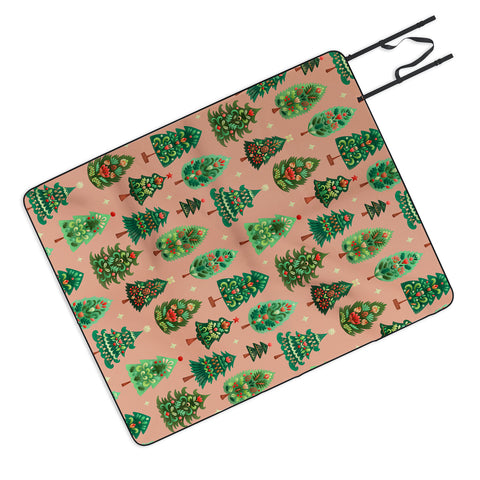 Pimlada Phuapradit Christmas Trees Fawn Picnic Blanket
