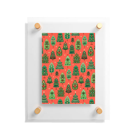Pimlada Phuapradit Christmas Trees red Floating Acrylic Print
