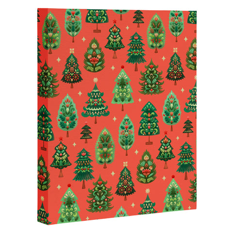 Pimlada Phuapradit Christmas Trees red Art Canvas