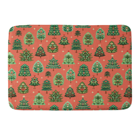 Pimlada Phuapradit Christmas Trees red Memory Foam Bath Mat