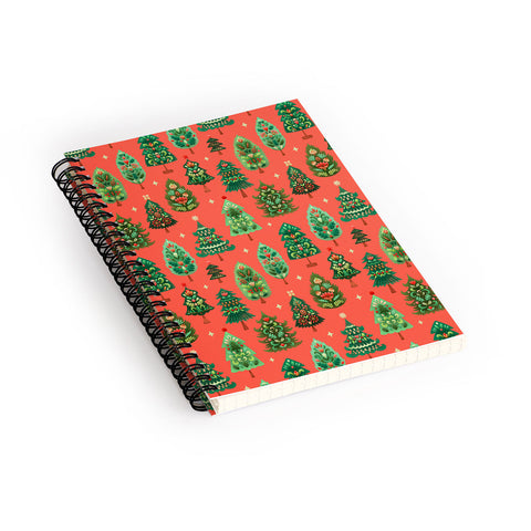 Pimlada Phuapradit Christmas Trees red Spiral Notebook