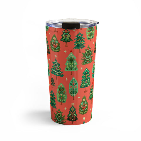 Pimlada Phuapradit Christmas Trees red Travel Mug