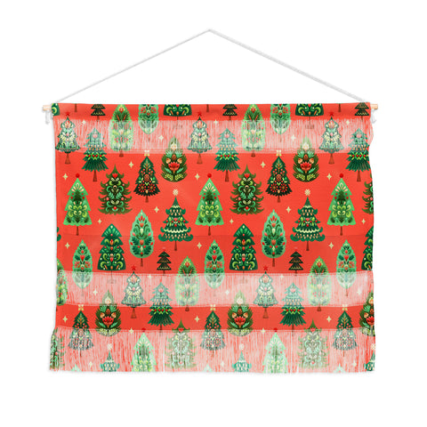 Pimlada Phuapradit Christmas Trees red Wall Hanging Landscape