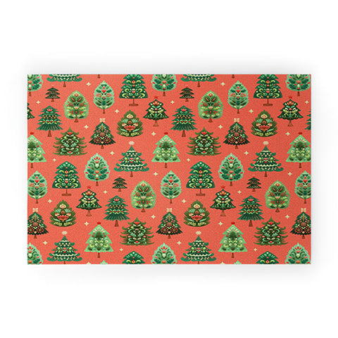 Pimlada Phuapradit Christmas Trees red Welcome Mat