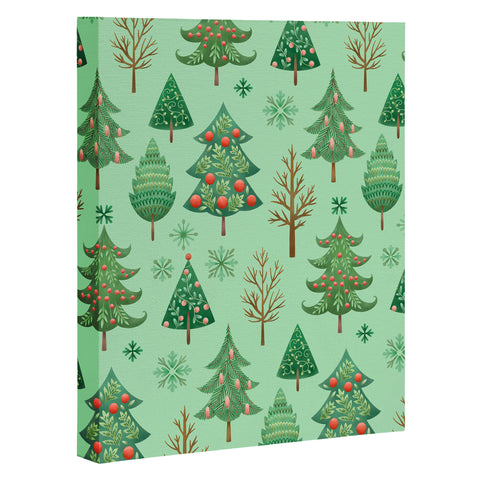 Pimlada Phuapradit Christmas trees snowflakes Art Canvas