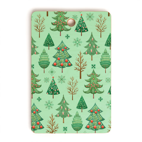 Pimlada Phuapradit Christmas trees snowflakes Cutting Board Rectangle