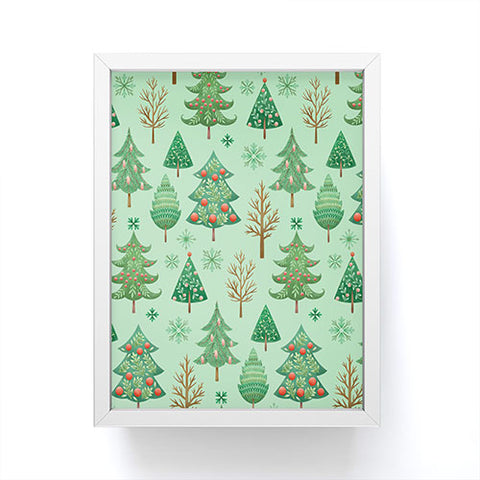 Pimlada Phuapradit Christmas trees snowflakes Framed Mini Art Print