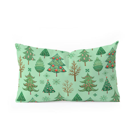 Pimlada Phuapradit Christmas trees snowflakes Oblong Throw Pillow