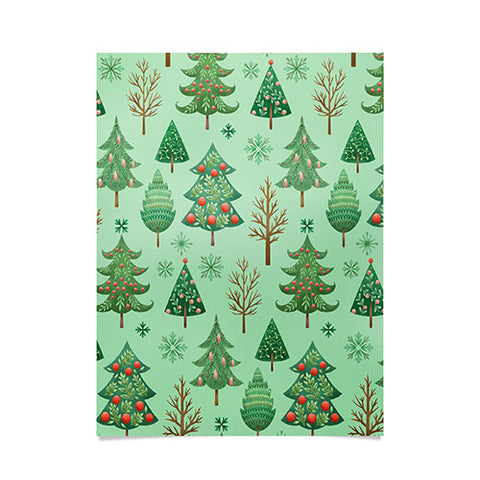 Pimlada Phuapradit Christmas trees snowflakes Poster