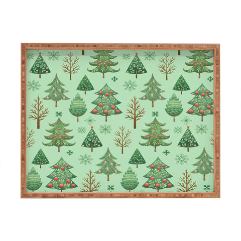 Pimlada Phuapradit Christmas trees snowflakes Rectangular Tray
