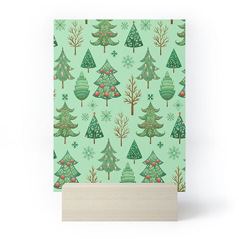 Pimlada Phuapradit Christmas trees snowflakes Mini Art Print