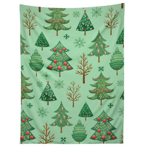 Pimlada Phuapradit Christmas trees snowflakes Tapestry