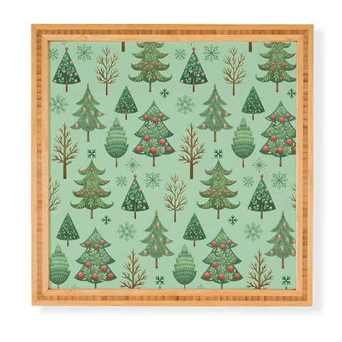 Pimlada Phuapradit Christmas trees snowflakes Framed Wall Art