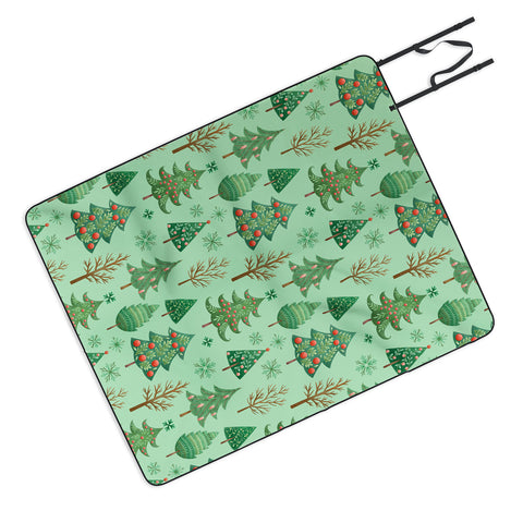 Pimlada Phuapradit Christmas trees snowflakes Picnic Blanket