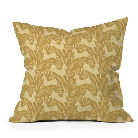 Pimlada Phuapradit Deer and fir branches 2 Outdoor Throw Pillow