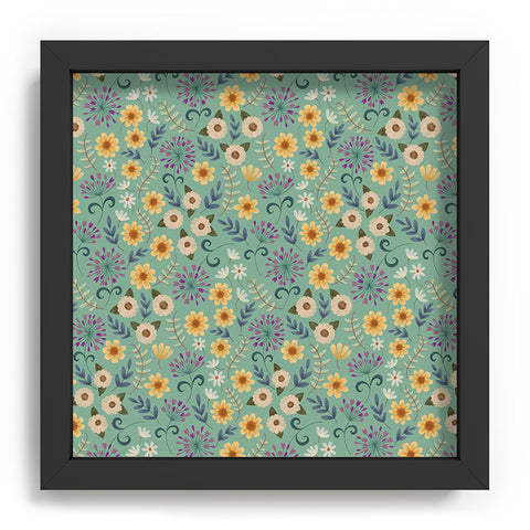 Pimlada Phuapradit Ditsy Floral Blue Green Recessed Framing Square