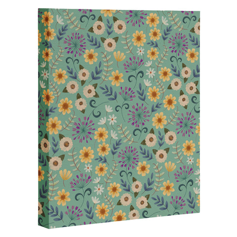 Pimlada Phuapradit Ditsy Floral Blue Green Art Canvas