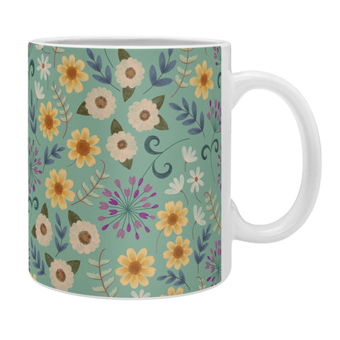 Pimlada Phuapradit Ditsy Floral Blue Green Coffee Mug