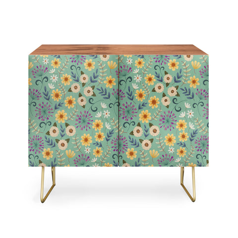 Pimlada Phuapradit Ditsy Floral Blue Green Credenza