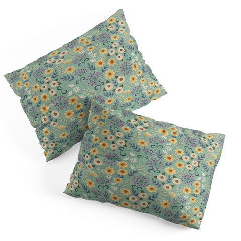 Pimlada Phuapradit Ditsy Floral Blue Green Pillow Shams