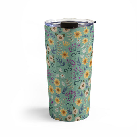 Pimlada Phuapradit Ditsy Floral Blue Green Travel Mug