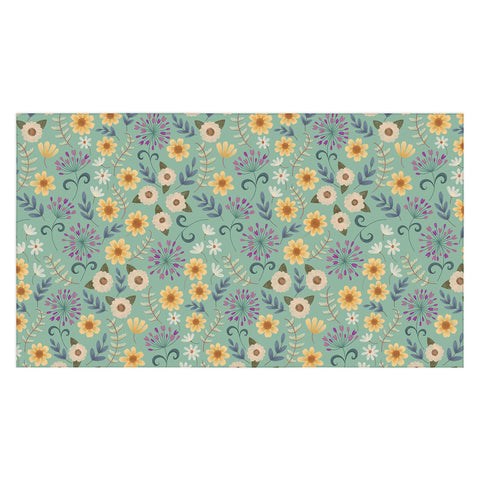 Pimlada Phuapradit Ditsy Floral Blue Green Tablecloth
