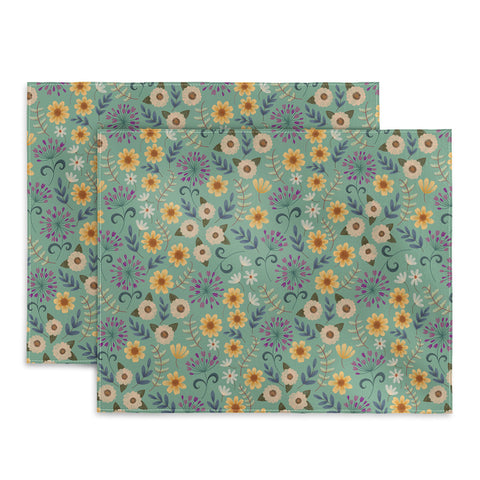 Pimlada Phuapradit Ditsy Floral Blue Green Placemat