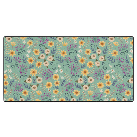 Pimlada Phuapradit Ditsy Floral Blue Green Desk Mat