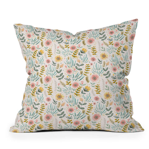 Pimlada Phuapradit Ditsy Floral field Outdoor Throw Pillow