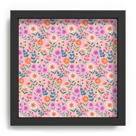Pimlada Phuapradit Ditsy Floral Pink Recessed Framing Square