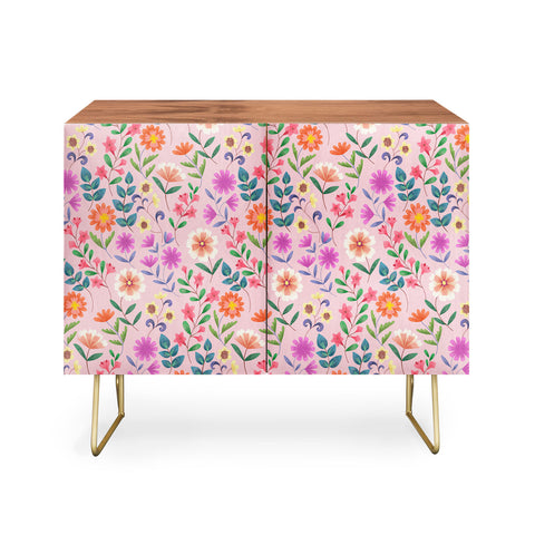 Pimlada Phuapradit Ditsy Floral Pink Credenza