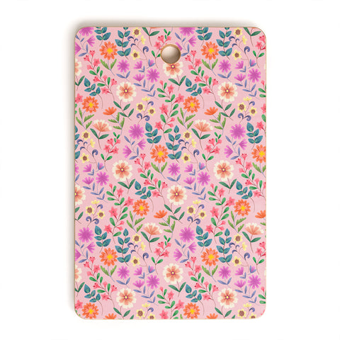 Pimlada Phuapradit Ditsy Floral Pink Cutting Board Rectangle