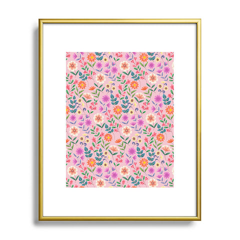 Pimlada Phuapradit Ditsy Floral Pink Metal Framed Art Print