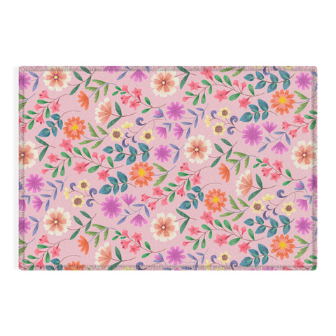 Pimlada Phuapradit Ditsy Floral Pink Outdoor Rug