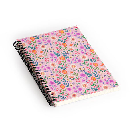 Pimlada Phuapradit Ditsy Floral Pink Spiral Notebook