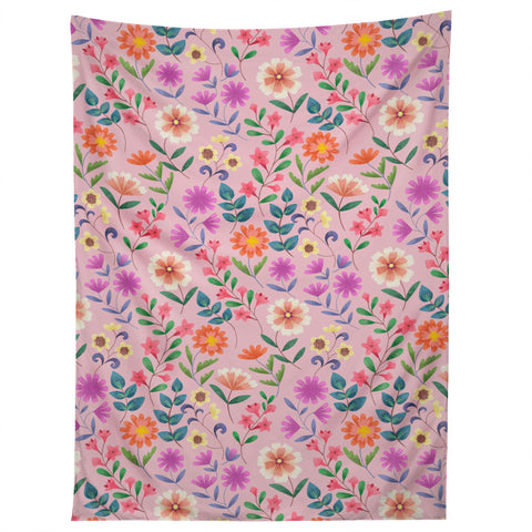 Pimlada Phuapradit Ditsy Floral Pink Tapestry