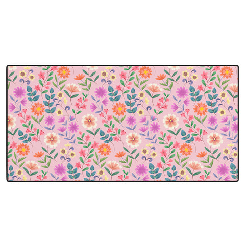 Pimlada Phuapradit Ditsy Floral Pink Desk Mat