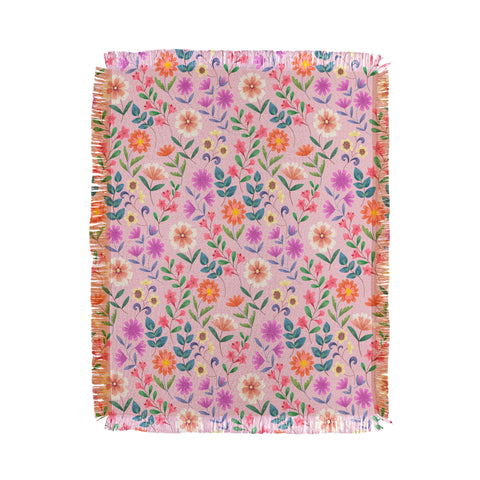 Pimlada Phuapradit Ditsy Floral Pink Throw Blanket