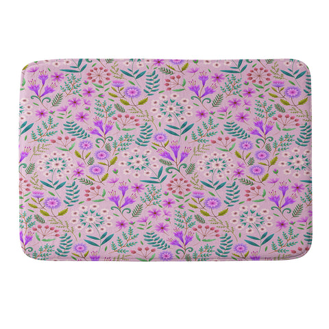 Pimlada Phuapradit Ditsy Purple Floral Half Drop Memory Foam Bath Mat