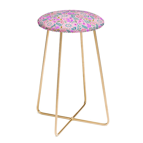 Pimlada Phuapradit Ditsy Purple Floral Half Drop Counter Stool