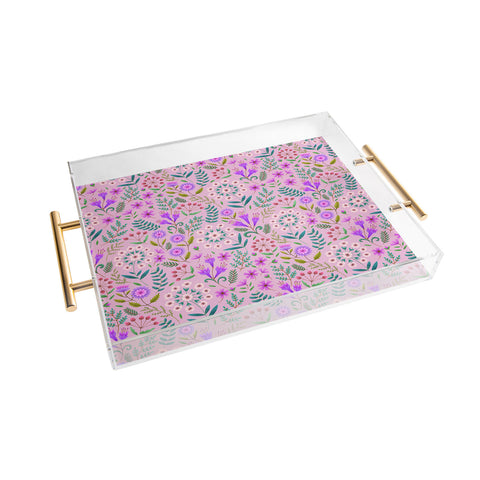 Pimlada Phuapradit Ditsy Purple Floral Half Drop Acrylic Tray