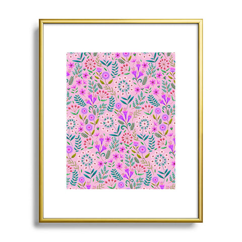 Pimlada Phuapradit Ditsy Purple Floral Half Drop Metal Framed Art Print