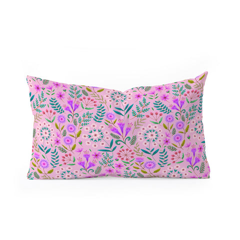 Pimlada Phuapradit Ditsy Purple Floral Half Drop Oblong Throw Pillow