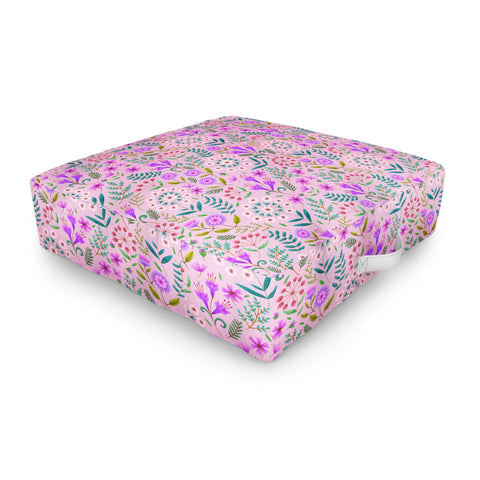 Pimlada Phuapradit Ditsy Purple Floral Half Drop Outdoor Floor Cushion