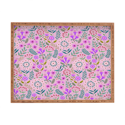Pimlada Phuapradit Ditsy Purple Floral Half Drop Rectangular Tray