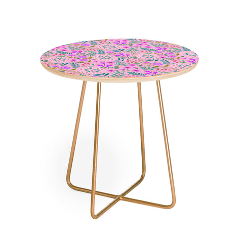 Pimlada Phuapradit Ditsy Purple Floral Half Drop Round Side Table