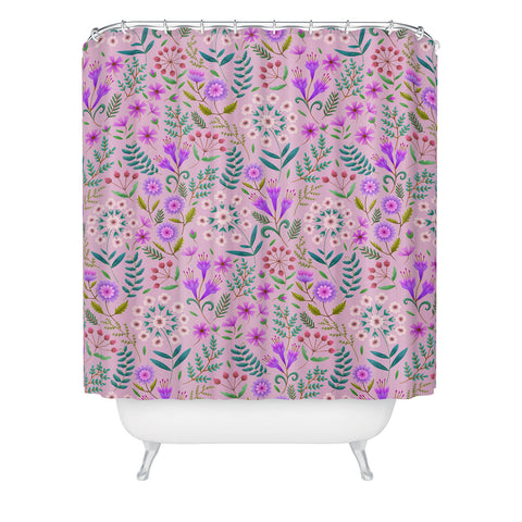Pimlada Phuapradit Ditsy Purple Floral Half Drop Shower Curtain