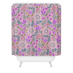 Pimlada Phuapradit Ditsy Purple Floral Half Drop Shower Curtain